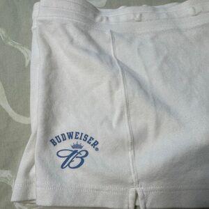 Budweiser White Athletic Shorts Lightweight Comfort as seen in PacSun